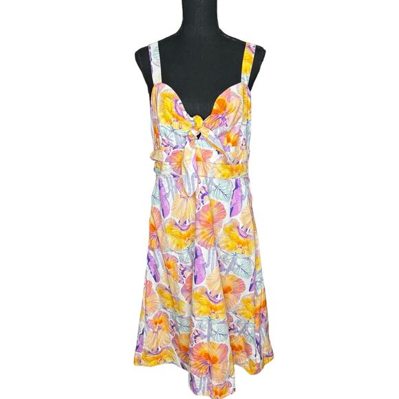 Anthropologie X Cecilia Pettersson Floral Tie-Front Midi Dress Sz 14 Cottagecore - Picture 8 of 14